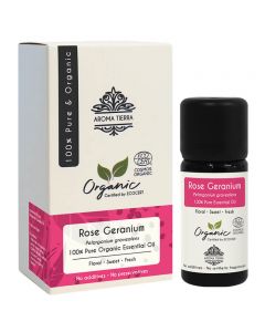 Organic Rose Geranium Essential Oil - 10ml - by Aroma Tierra