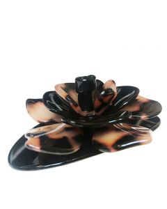 Turtleshell Barrette with a 3D Floral Embelishment