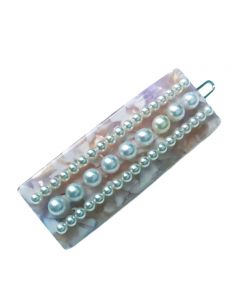 Light Peach Rectangular Clip-On Pin with Multi-Dimensional Pearls Embelishments