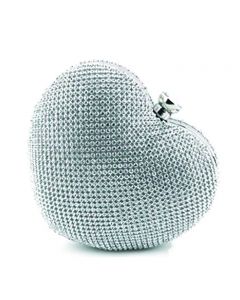 Heart Clutch with Swarovski Crystals, completed with a Silver Frame and Globular Clasp