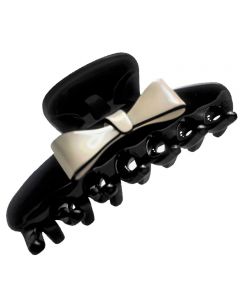 Small Black Hair Claw with 3D Ivory Bow Embelishment