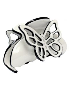 Medium Ivory Hair Claw with Large 3D Butterfly Design