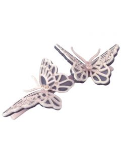Pink Duo Butterly Barrette with Rose Hued Ziron Gemstones