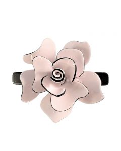 Black Barrette with Large Pink Flower Embelishment - by Moliabal