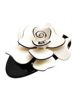 Black French Barrette with Large Ivory Flower Embelishment