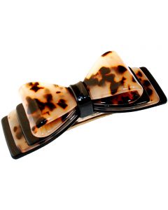 Turtleshell Barrette with a 3D Multi-Dimensional Layered Bow Embelishment
