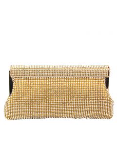 Gold Clutch with Swarovski Crystals, completed with a Gold Frame and Magnetic Clasp