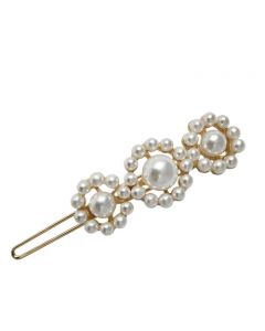 Gold Plated Hair Pin with Multidimensional Pearl Embelishments