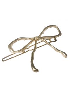 Gold Plated Bow Hair Pin with Hammered Finishing