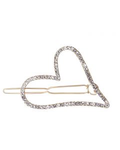 Gold Plated Heart Shaped Hair Pin with Crystal Embelishments