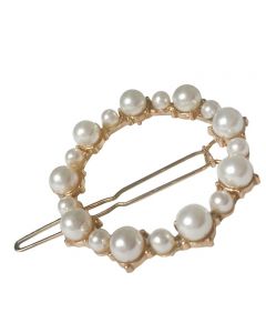 Gold Plated Round Shaped Hair Pin with Multidimensional Pearl Embelishments