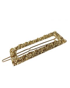 Gold Plated Rectangular Hair Pin with Sedimentary Finishing