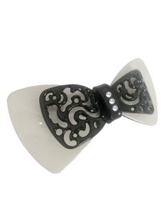 Ivory Barrette with a Large Black Bow Emelishment with Pearls