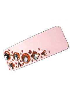 Pale Pink Wide Rectangular Barrette embelished with Multi-Dimensional Rose Quartz Gemstones