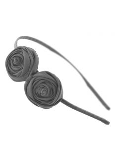 Couture Headband in Black with Double Rose Black Detailing