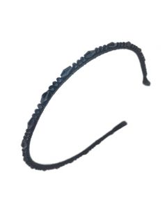 Chic Black Headband with Multi-Dimensional Appliqué Beading