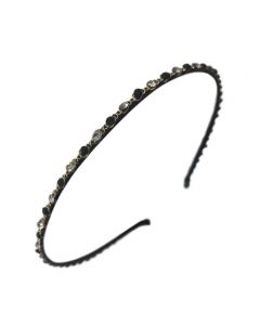 Chic Vintage Headband with a Gold-Plated Chain completed with Crystals and Onyx Gem Stones