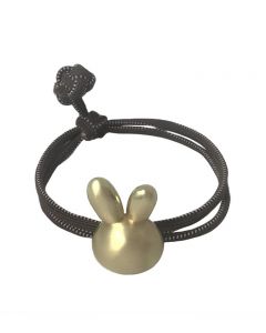 Double Loop Black Hair Tie with Gold Bunny